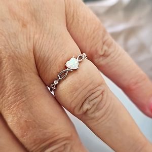 Sterling Silver Heart Opal Ring
